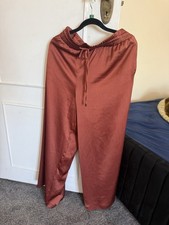 Wide Leg Silk Pull On Trousers