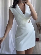 Zara White L Sleeveless Blazer