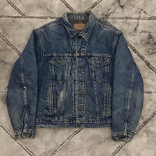 Vtg 80s LEVIS Denim Blanket Lined Trucker Jacket - LARGE 71506 0316 Made in USA