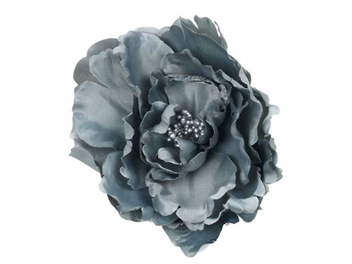 Pewter floral hair - pewter, clip