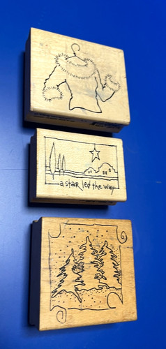 Wooden rubber stamp set 3 - wooden,