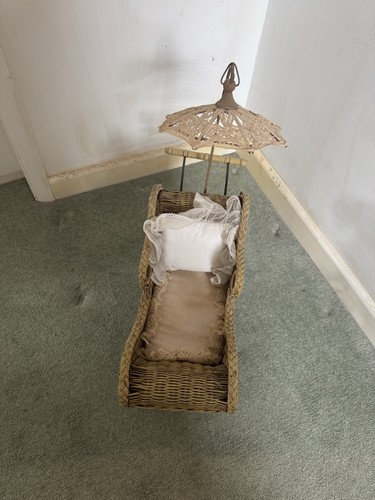 Ornamental wicker dolls pram - wicker,