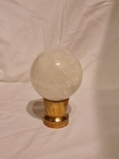 Selenite crystal ball  On Brass Stand 