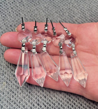 5 CLEAR CUT GLASS CRYSTALS SUN CATCHER LEAF DROPS PRISMS DROPLET CHANDELIER