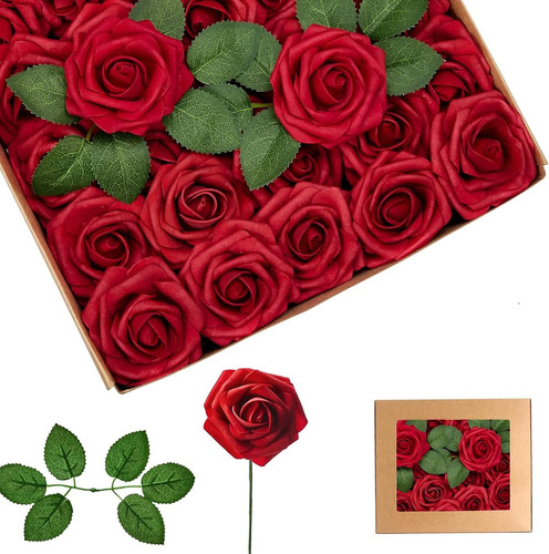 25pcs red artificial roses - 25pcs,