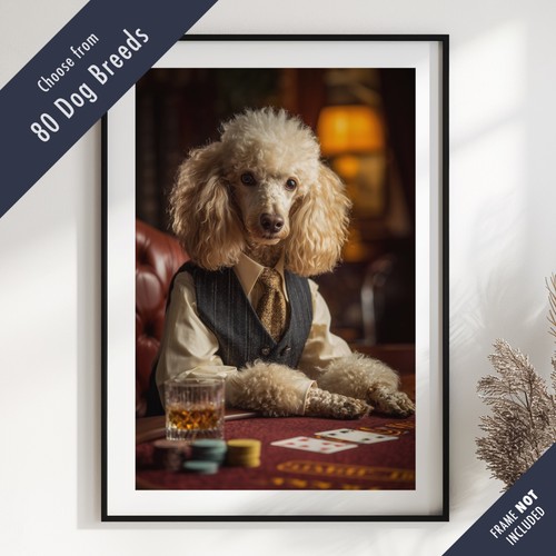 Dog playing poker portrait - dog,
