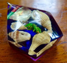 vintage purple clear resin shell Portugal chunky pendant for necklace -532