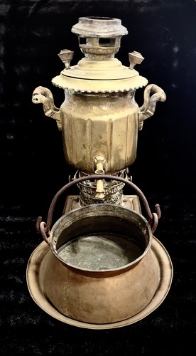 Antique brass kerosene samovar - antique,