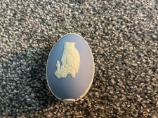 Vintage Wedgwood Jasperware Egg Trinket Box: Blue Owl Decor (1980)