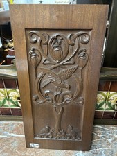 Arts Crafts Carved Walnut  Arthur Simpson Keswick ESK Label Shapland Petter