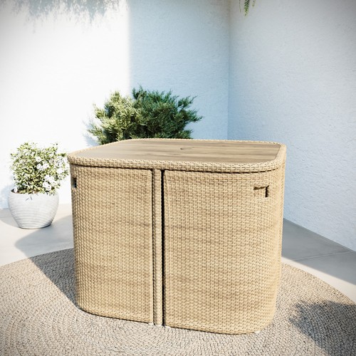 Seater beige rattan cube - seater,