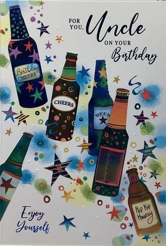Uncle birthday card - card, bottles