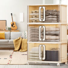 Large Folding Storage Box Stackable Case Cabinet Closet Home Organizer on Wheels