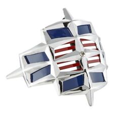 LAMBRETTA LI SERIES 1 AND 2 CHROME BLUE AND RED HORN CAST GRILL EMBELLISHER