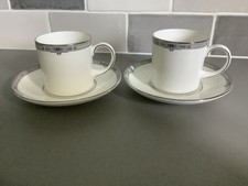 Wedgwood Amherst Pattern Fine English Bone China ~Pair of Coffee Cans + Saucers