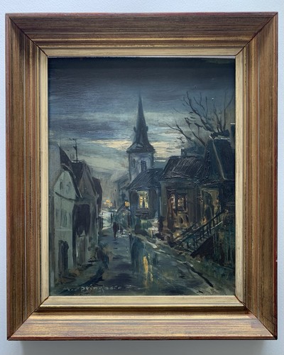 Vintage oil painting street - oil,