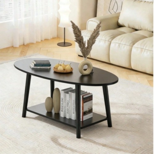 Black oval wooden coffee - oval, table