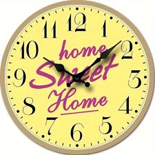 HOME SWEET HOME Clock 30cm, Kitchen Wall Clock, Living Room Clock. Bright Yellow