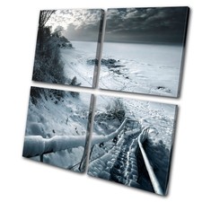 Canvas Art Picture Print Wall Hanging Photo Snowy Scene Frozen Lake Landscape