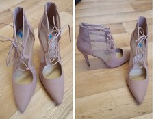 NEW LOOK,HIGH HEELS WITH LACES TIE KNOT, DUSK PINK(USED)