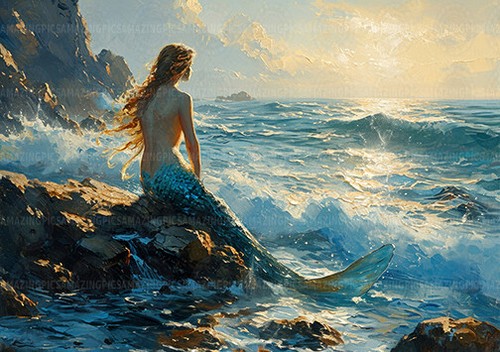 Mermaid art print fantasy - mermaid,