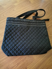 black shopping bag with glitter trim large