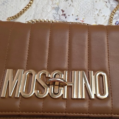 Moschino brown quilted faux - brown,