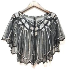 Ladies Shawl Wraps Sequin Evening Cape Bridal Bolero Flapper Vintage Gold Black