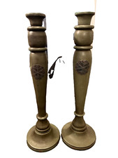 Two Rustic Wood Candlestick