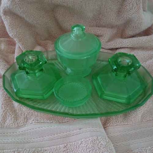 Vintage green glass - green, dressing