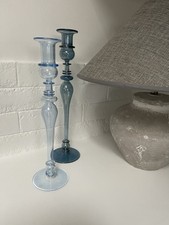 Blue Glass Candlesticks