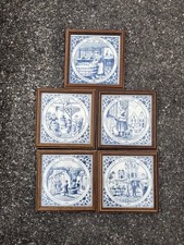 Set of 5 Vintage Framed Delft
