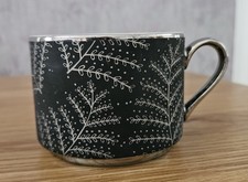 Fox and Ivy Black and Silver Leaf Print Mug Stackable Mug Replacement **VGC**