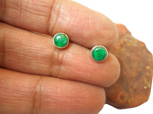 Green emerald gemstone stud - green,