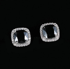 18ct White Gold Plated Diamond Cut Big Sparkling 8MM Square Ear Stud Earrings