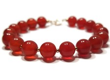 9ct Solid Gold Carnelian Bracelet, Natural Gemstone Beads and Gold Spacers