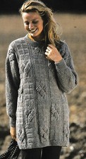 625 LADY'S DK PATCHWORK SWEATER 36.5 TO 53" VINTAGE KNITTING PATTERN COPY