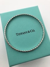 Tiffany  & Co Sterling Silver Twisted Braided Knife Edge Rope Bangle Bracelet