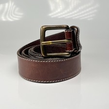 GANT USA Men's Brown Leather Belt 95 Made in Italy Brass Buckle