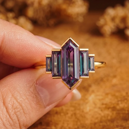 Hexagon alexandrite engagement - alexandrite,
