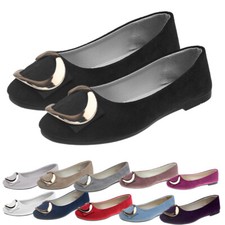 Womens Ballet Ballerina Dolly Pumps Ladies Flat Slip On Loafers Suede Shoes Size