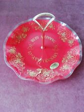 Large 40th Year Ruby Wedding Anniversary Cake Stand With Scalloped Glass Edges.