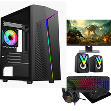 Fast Gaming PC Bundle Core i7 16GB RAM 1TB HDD & 240GB SSD GT730 4GB Win 11 22in