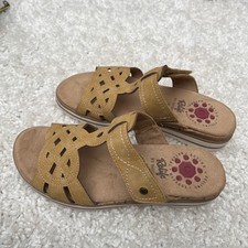 Pavers Relife Low Wedge Beige Sandals - Size G - 5UK EU38 /REFB2 tan leather 