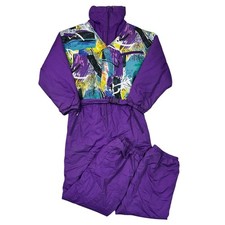 Vintage Crazy Ski Suit One Piece 90s Retro Purple Childrens Kids Age 14 Years