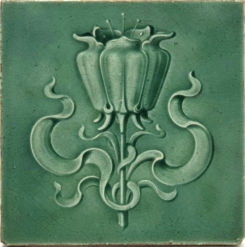 Antique fireplace tile moulded - fireplace,