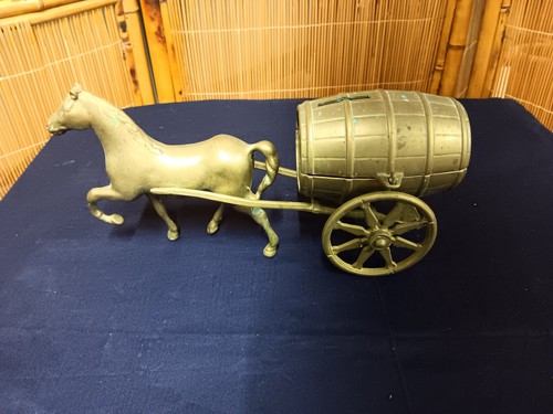 Vintage brass horse drawn - horse,
