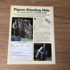 GUNS100 MAGAZINE ADVERT 12X9 JOHN BATLEY PIGEON SHOOTING HIDE