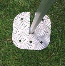 Awning safety leg plates for