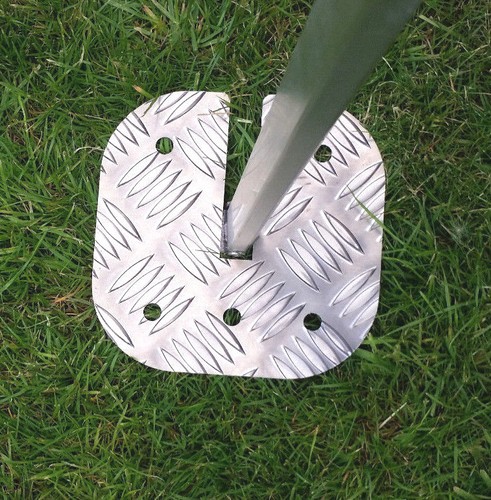 Awning safety leg plates - , for
